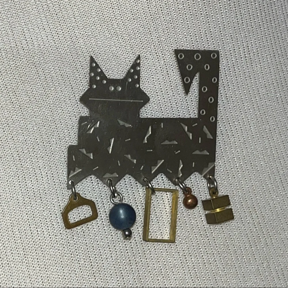 Vintage Navajo Native American metal cat pin signed by Ricka mae!!!